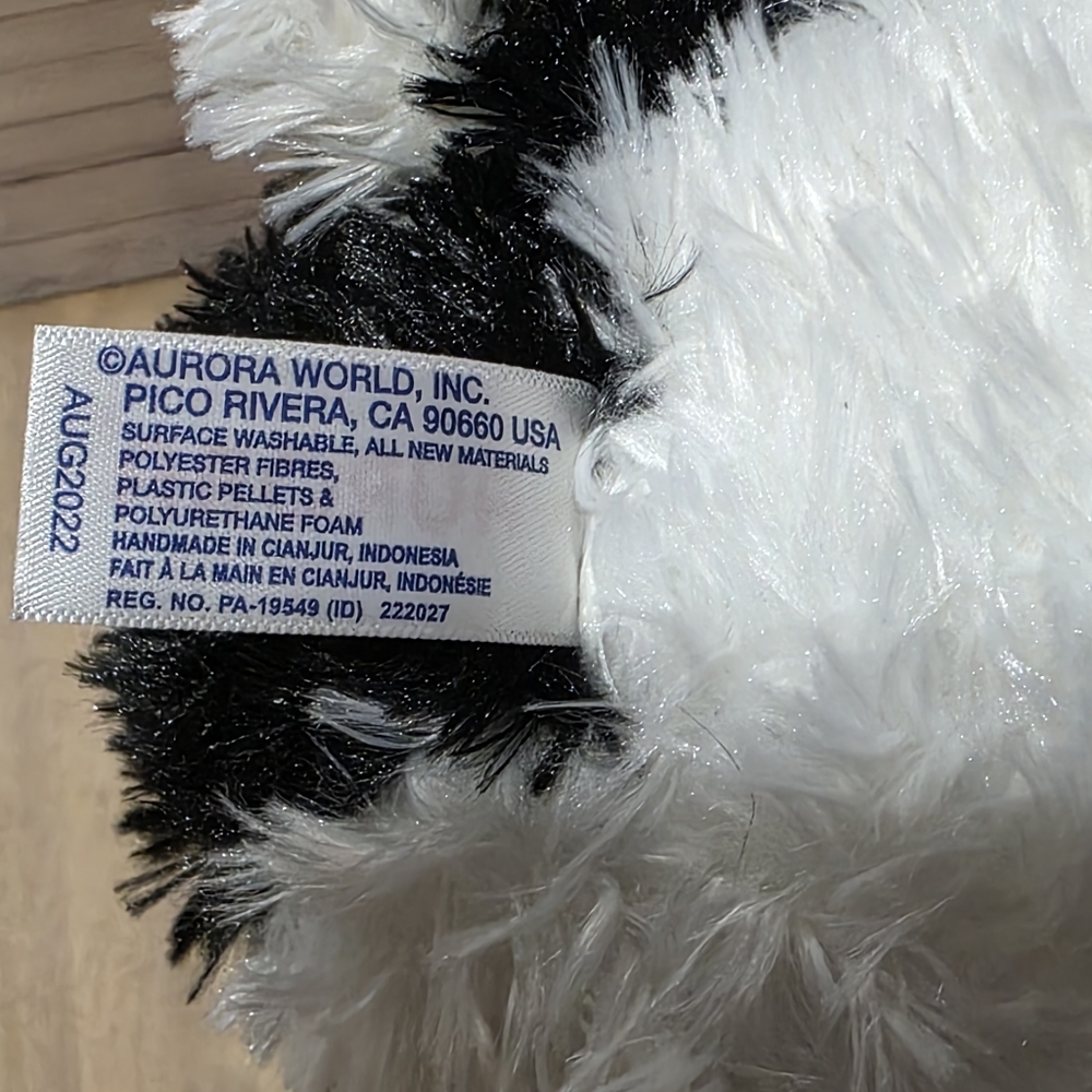 Aurora World Tubbie Wubbie Plush Adorable Black and White Cow Plush Toy - Picture 6 of 6